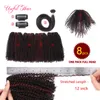 Vente en gros cheveux 12 pouces brésilien bouclés cheveux synthétiques armure faisceaux couture dans les Extensions de cheveux avec fermeture un paquet crépus bouclés