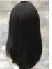 Orta boy düz koyu kahverengi peruk saç peruk