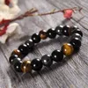 Tiger Eye & Hematite & Black Obsidian Stone Bead Bracelet Vintage Charm Round Chain Beads Bracelets Jewelry For Women