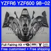 Body Para YAMAHA YZF600 Estoque preto à venda YZF R6 1998 1999 2000 2001 2002 230HM.31 YZF-R6 98 YZF 600 YZF-R600 YZFR6 98 99 00 01 02 Carenagens
