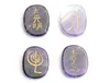 4 pièces petite taille Chakra naturel Quartz améthyste oeil de tigre pierre gravé cristal guérison Reiki symboles ensemble