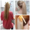 13 Colors Available 20" Long Silky Straight Synthetic Drawstring Ponytail Clip in Extension Style High Temperatur Fiber