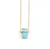 Fashion Rectangle Natural Stone Gold Plated Blue Pink Quartz Turquoise Necklace Long Sweater Necklaces for women Jewelry Gift