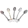 Vintage Royal Style Metalen Gesneden Koffie Lepels Vorken met Crystal Head Kitchen Fruit Prikkers Dessert Ijs-Cream Scoop Gift