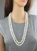 Nouveau Arriver 60 pouces Longue Collier De Perles, 10mm Blanc Naturel D'eau Douce Perle Bijoux, Mariage, Fête Des Mères Femmes Cadeau