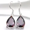 Luckyshine 2 Pcs Lot em forma de pêra Morganite Garnet Citrino brincos prata esterlina 925 Plater Mulheres Zircon Brincos Marca Moda Jóias