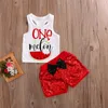 2018 Sommar nyfödd Baby Girl Clothes Watermelon Vest Ärmlös T-shirt Tank Toppar + Sequins Bow Shorts 2pcs Baby Outfits Barnkläder