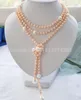 LIVRAISON GRATUITE65 "14mm collier de perles d'eau douce rondes blanches goutte à goutte rose