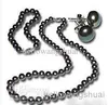 Black Pearl Silver Bracelet oorbellen ketting set cadeau parel sieraden sets8673847