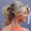 Golvende Aardbei Blonde Clip in Paardenstaart Haarverlenging Wrap Rond Braziliaanse Mens Geen Synthetische Fake Poney Tail Hairspiecs Hair Piece Blond