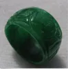 HOT raro chinês verde duro jade homem ou mulher mão HOT raro chinês verde duro jade homem ou mulher mão esculpida anel size8carved tamanho do anel8.5-9