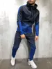 Décontracté hommes survêtement à manches longues dégradé à capuche Jogging hauts bas sportif sueur 2 pièces costume pantalon à capuche manteau pantalon