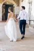 Elegante Halter Appliques Pizzo Backless Beach Abiti da sposa Summer Bohemian Wedding Dress Vestido De Novia