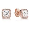 FAHMI 100% 925 Sterling Silver & Rose Gold Color Forever Stud Earrings With Clear CZ For Women Original Fine Jewelry Gift289a