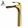 Basin Faucets Elegant Water Basin Mixer Tap Bathroom Faucet Hot and Cold Chrome Finish Brass Toilet Sink Water Crane Gold L220-2