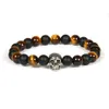 New Design Silver Stainless Steel Skull Bracelet Wholesale 10pcs/lot Not Fade Beaded Bracelets With 8mm Natural Stone