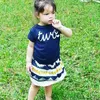 Baby Girlsの服は切れ目2018最新の夏の新生児子供の女の子の心半袖Tシャツ+幾何学的なスカート2本の服のセット