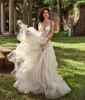 Milady의 이브 2019 라인 웨딩 드레스 스파게티 브이 넥 백 레이스 아플리 쿠트 브리프 가운 플러스 사이즈 섹시한 의상
