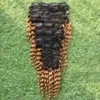 100g 9 sztuk / zestaw Ombre 1B / 27 Brazylijski Kinky Clip Clip w przedłużanie włosów 100% Virgin Human Hair