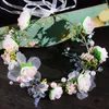 Hair Flower Wreath Wedding Hairband Bohemian Girls Garland Wedding Flower Headband Pearls Bridal Headpieces Bridal Crown Bride Hair Flowers