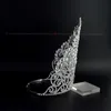 Wysokie duże korony kryształowy kryształowy pałąk na widok na konkurs lub ślubne włosy biżuteria królowa zwycięzca ręcznie robione tiary M1915657