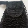 160g Cabello humano Kinky Ponytails Postizos para mujeres negras americanas afro Curly Ponytail Cordón Clip en extensión de cola de caballo