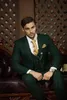 Hunter Green Abiti da uomo Blazer Smoking da sposo Notch Risvolto Slim Fit Sposo Abiti da cerimonia Miglior abito da uomo per matrimoni (giacca + pantaloni + gilet)