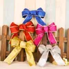 Glitter Christmas Bow Xmas Tree Ornaments Bowknots Baubles New Year Festival Party levererar juldekorationer för hem