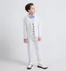 Przystojny Dwa Guzik Centrum Vent White Boy Formalne Nosić Wysokiej Jakości Chłopiec Wedding Blazer Dziecko Birthday Prom Suit (Kurtka + Spodnie + Kamizelka + Kamizelka) 43