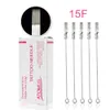 50st Steriliserad Premium Tattoo Needles High Precision Straight Flat Shader 13F 15F Single Row Tattoo Needles