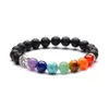 Couleur argent or 8mm pierre de lave arbre de vie 7Chakra bracelet à breloques bricolage aromathérapie diffuseur d'huile essentielle Bracelet pour femmes hommes bijoux