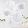 White Paper Lanterns Fans Tissue Flower Balls Wedding Decoration Chinese Lamps Home Party Garden Wedding Decor