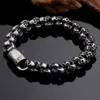 Punk mat brillant crâne Bracelets pour hommes en acier inoxydable brossé crâne charme lien chaîne Brecelet mâle gothique bijoux 7960591