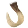 Ombre cor grossa e extremidades completas fita ins extensões de cabelo humano lado duplo brasileiro sem emenda no cabelo real 5431695