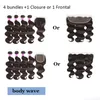 10A Grade Human Virgin Hair Bundles Remy Straight Body Diep Water Golf met Kantsluiting Frontale Pre Geplukt voor Black Women Front Weave Extensions inslag kinky krullend