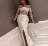 2019 Gaine Arabe Split Robe De Soirée Hors Épaule Manches Longues Formelle Vacances Porter Robe De Soirée De Bal Sur Mesure Plus La Taille