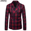 2018 Mannen Pak Jassen Plaid Blazer Coat Fashion Casual Slim Fit Pak Gentlemen's Pakken Huwelijksceremonie Draag mannen Kleding