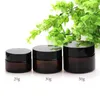 5g 10g 15g 20g 30g 50g Amber Glass Jar Cosmetic Cream Bottle Refillable Makeup Container with Black Lids