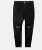 Hommes déchiré pantalon maigre droit mince élastique Biker jean pantalon décontracté noir crayon pantalon avec lettres imprimées Design302S