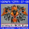 yzf r1 fairing kit orange svart