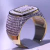 Superbe Marque Desgin Bijoux De Luxe 925 Sterling Silver Gold Filled Pave Full White Sapphire CZ Diamond Men Wedding Finger Band Ring Gift