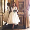 2019 Couture Ivory Короткие платья для выпускного вечера Черный аппликация Длина до щиколотки Сексуальные прозрачные тюли с длинными рукавами Формальные вечерние платья P118