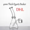 4mm Quartz Banger Bägare 5 inches Mini Bongs Flat Bowl Nails Hookahs Mini Bong DAB Rig 343-Q-4mm