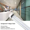 Jesled T8 Integrated LED Tube Light 4 5 6 8ft LEDS Shop Light Transparent Cover Cold Lighting V-formad 72W, Länkbara fixturer, för garage, lager, butik, gårdar
