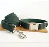 Green Flannel Collars and Leashes Set Retailing Handmade Floral Dog Collar Creative Ethnic Style 5 sizes Top Quality