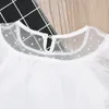 2018 Bébé Fille Vêtements Dentelle Maille Tops Vêtements D'été À Manches Courtes Faux Deux Pièces T-shirts Tops Chemise Vente Chaude Blanc Dentelle Enfants Vêtements