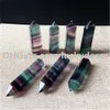 5 sztuk Rainbow Fluoryt Healing Crystal Siatka Stały Punkt Faseted Prism Wand Rzeźbione Fluoryt Kwarcowy Tower Point Obelisk Reiki Kamienna figurka