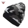 HNYP Winter Skullies czapki ciepłe kamuflażowe dzianinowe czapki do podwójnej warstwy mody unisex plus flanelowe czapki na zewnątrz kuchae Skia 5008201