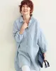 Hot Sommar Korea Fashion Plus Storlek Solskyddande Skjortor Gravida Kvinnor Bomull Linen Lösa Toppar Skjorta Långärmad Maternity Shirt C3258