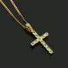 Hip Hop Iced Out Crystal Gold Plated Cross Pendant Necklaces For Men Women Jewelry Fashion Party Club Decor